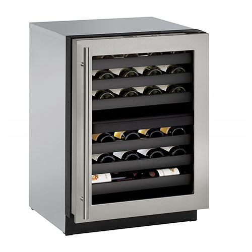 U-LINE 24  Wine Captain 43 Bottle Stainless Steel Dual Zone Wine Cooler- Right Hinge