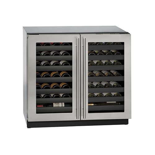 U-LINE 36  Wine Captain 62 Bottle Stainless Steel Double Door Wine Cooler