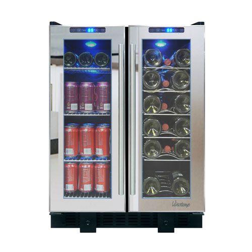 Vinotemp 24 Inch Built-In Mirrored Wine and Beverage Cooler